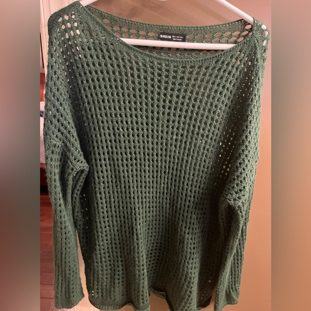 Small SHEIN Green open weave sweater